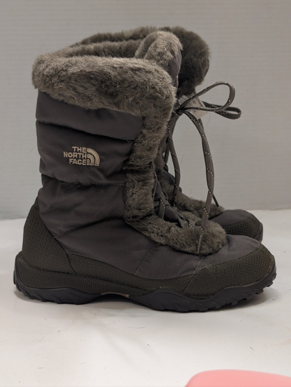 The North Face Women's 7 Nuptse Boots Waterproof Brown Quilted Faux Fur Winter
